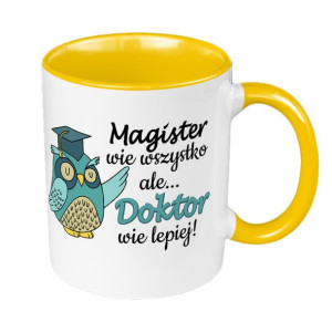 Kubek 330 ml dla świeżo upieczonego Doktora-żółty.