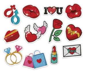 Haft diamentowy naklejki  love czerwone