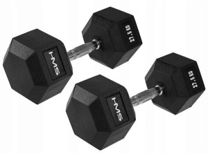 HMS Zestaw Hantle Sześciokątne Gumowane HEX PRO 2x27,5 kg