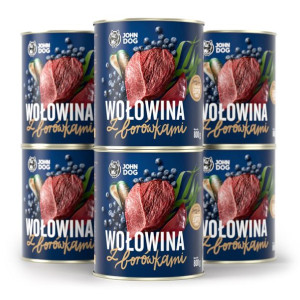 Mokra karma dla psa wołowina borówki JOHN DOG 6szt