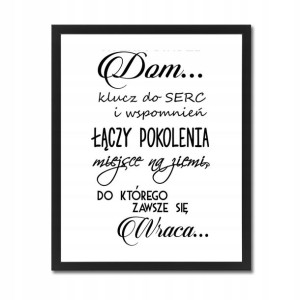 Plakat z napisami DOM Obraz do salonu RAMA 50x70cm