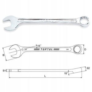Klucz płasko-oczkowy 5/16 '' dł. 124mm TOPTUL ACEX