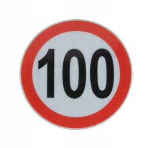 Naklejka/nalepka prędkości 100km/h śr. 20 cm, odbl
