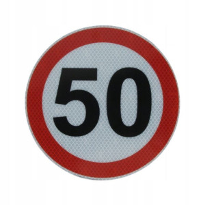 Naklejka/nalepka prędkości 50km/h śr. 20 cm, odbla