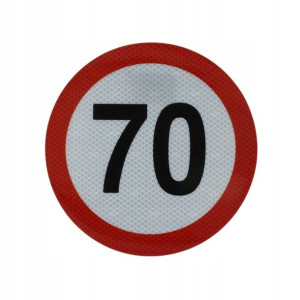 Naklejka/nalepka prędkości 70km/h śr. 20 cm, odbla