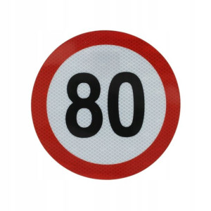 Naklejka/nalepka prędkości 80km/h śr. 20 cm, odbla