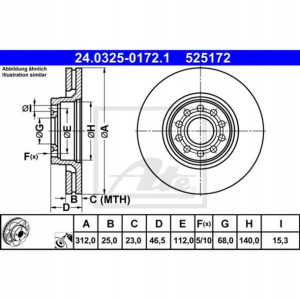 Tarcza ATE Power Disc VW Passat 2.0/2.5Tdi 00- prz