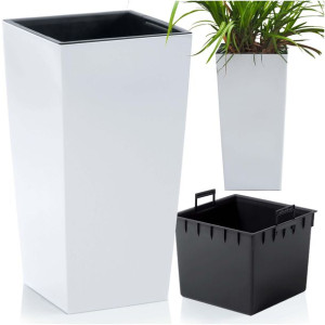 Doniczka Donica Ogrodowa Duża Kwadrat Biała Urbi Square + Wkład 50 cm