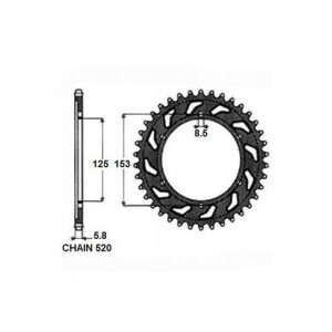 Zębatka tylna stal SUNSTAR 520 z.49 SUNR1-3559-49