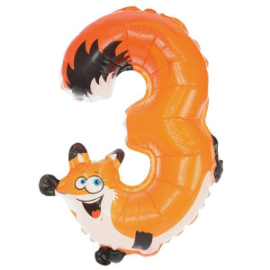 Balon Foliowy Lisek Cyfra 3 45cm Urodziny