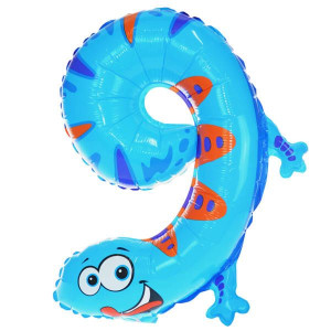 Balon Foliowy Jaszczurka Cyfra 9 45cm Urodziny