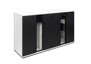 Komoda Salsa 140 lamele CZARNY + BIAŁY