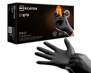 Rękawice warsztatowe teksturowane Nitrylex GoGrip Black M 50 szt.