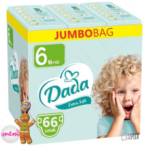 DADA Extra Soft 6-EXTRA-LARGE 16+kg  66 szt. Pampersy Pieluszki JUMBO BAG