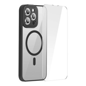 Etui Przeźroczyste Magnetyczne I Szkło Hartowane Do Iphone 14 Pro (czarny)