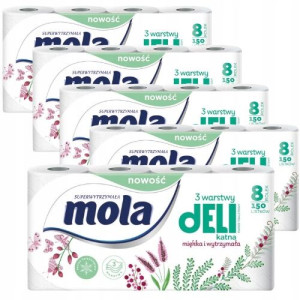 Papier toaletowy Mola dELIkatna biała 8 rolek x 5
