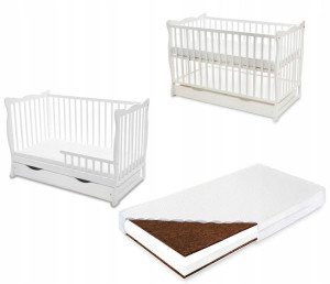 Łóżeczko JULIA DELUXE SOFA TAPCZANIK + materac KPK