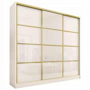 Szafa przesuwna 200 cm GOLD biała połysk