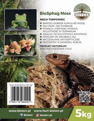Biosphag Moss Chile Mech Torfowiec Sphagnum Chilijski 5Kg 250L