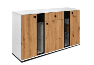 KOMODA LAMELE 140 cm STEVIL BIAŁY + DĄB ARTISAN  Wybór Kolorów