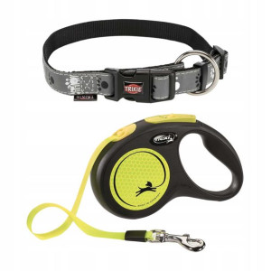 Smycz Flexi Neon dla psa taśma 3m + obroża XS 12kg