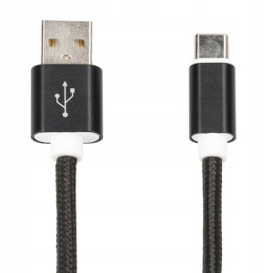 Nylonowy kabel USB-USB-C 100cm 487 (czarny)