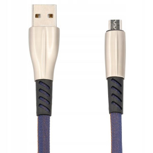 Nylonowy kabel płaski USB-Micro 100cm 432 (niebieski)