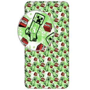Prześcieradło bawełna z gumką 90x200 Minecraft Creeper