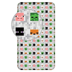 Prześcieradło bawełna z gumką 90x200 Minecraft mojang