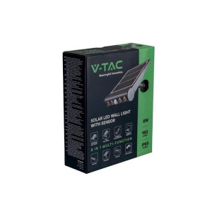 Projektor Solarny 8W LED Czarny 8w1 Czujnik Ruchu IP65 V-TAC VT-11108 4000K