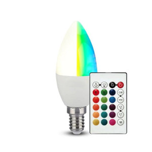 Żarówka LED V-TAC 4,8W E14 Świeczka Pilot VT-2214 RGB+4000K 320lm