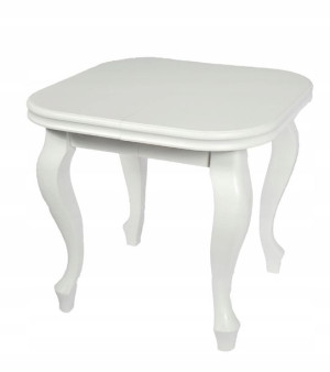 biały stół rozkładany Ludwik 100x100 +3x50-250 cm