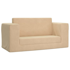 2-os. sofa dla dzieci, kremowa, miękki plusz
