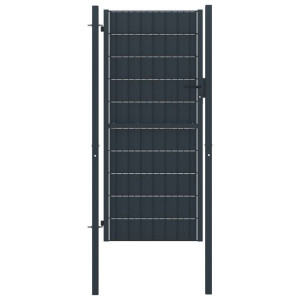 Furtka ogrodzeniowa, PVC i stal, 100 x 204 cm, antracytowa