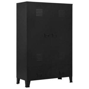 Szafa w stylu industrialnym, czarna, 90x40x140 cm, stal