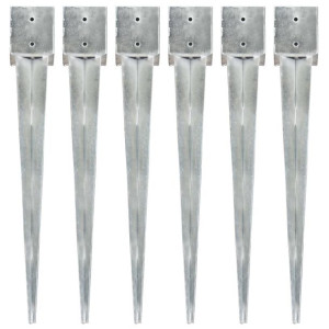 Kołki gruntowe, 6 szt., srebrne, 12x12x89 cm, stal