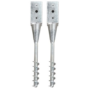 Kołki gruntowe, 2 szt., srebrne, 10x10x57 cm, stal