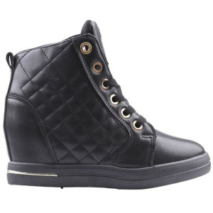 Botki damskie na ukrytym koturnie 7cm suwaki czarne 2 Yash 39 Czarny