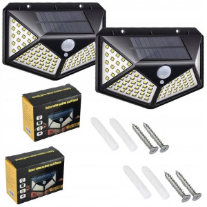Lampa Solarna 100 Led Czujnik Zmierzchu Ruchu 2szt