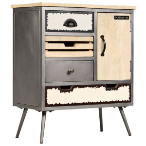 Komoda z litego drewna mango i stali, 65 x 33 x 76 cm