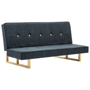 Sofa rozkładana, tapicerowana materiałem, ciemnoszara