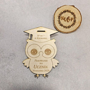 Medal Sowa Pasowanie na ucznia + WSTĄŻKA