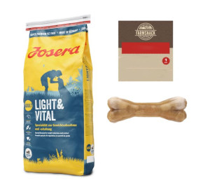 JOSERA Light & Vital 15kg + FarmSnack Kość dla psa 10cm