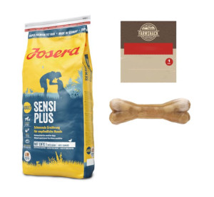 JOSERA SensiPlus 15kg + FarmSnack Kość dla psa 10cm
