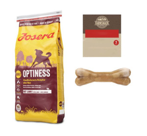 JOSERA Optiness 15kg + FarmSnack Kość dla psa 10cm