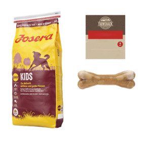 JOSERA Kids 15kg + FarmSnack Kość dla psa 10cm