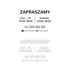 NAKLEJKA NA DRZWI, Godziny Otwarcia - KOLOR