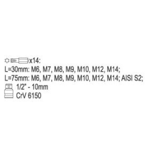 Bity klucze specjalne ribe 15szt M6-M14 Yato 0419
