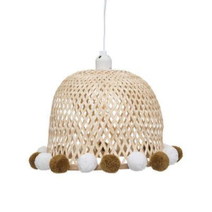 Lampa wisząca z pomponami dla dzieci, bambus D28
