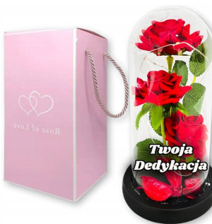 WIECZNA RÓŻA PREZENT dla dziewczyny, kobiety ŚWIECĄCA LED + DEDYKACJA